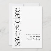 Minimalistisch zwart en wit modern huwelijk save the date (Voorkant)