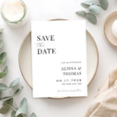 Minimalistisch zwart en wit modern huwelijk save the date