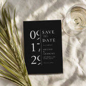 Minimalistisch zwart en wit modern huwelijk save the date