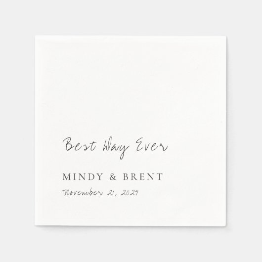 Minimalistisch zwart en wit modern huwelijk servet (Voorkant)