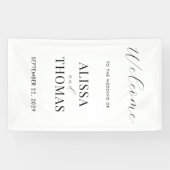 Minimalistisch zwart en wit modern huwelijk spandoek (Horizontaal)