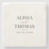 Minimalistisch zwart en wit modern huwelijk stenen onderzetter (Voorkant)