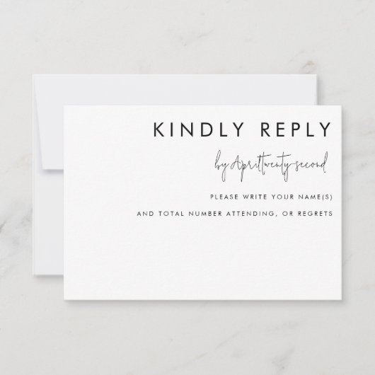 Minimalistisch 'zwart' en 'wit' modern weddenschap RSVP kaartje (Voorkant)