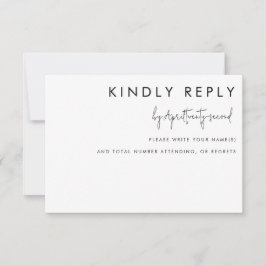 Minimalistisch 'zwart' en 'wit' modern weddenschap RSVP kaartje