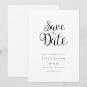 Minimalistisch zwart en wit schrift save the date (Voorkant / Achterkant)