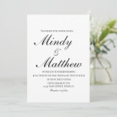Minimalistisch Zwart en Wit Script Trouwen Kaart (Staand voorkant)