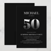 Minimalistisch zwart en zilver verrassend, 50ste v kaart (Voorkant / Achterkant)