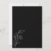 Minimalistisch zwart-Floral Line Art Wedding Kaart (Achterkant)