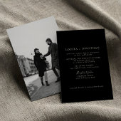 Minimalistisch zwart formeel chic script foto brui kaart