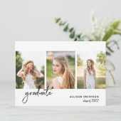 Minimalistisch zwart fotocollage Afstuderen Aankondiging (Staand voorkant)