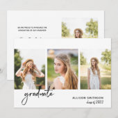 Minimalistisch zwart fotocollage Afstuderen Aankondiging (Voorkant / Achterkant)