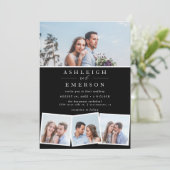 Minimalistisch zwart-fotocollage huwelijk kaart (Staand voorkant)
