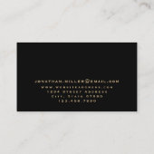 Minimalistisch zwart geborsteld goudmonogram visitekaartje (Achterkant)