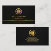 Minimalistisch zwart gegoten textiel Gold line, vo Visitekaartje (Voorkant / Achterkant)