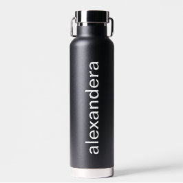Minimalistisch zwart gepersonaliseerd waterfles