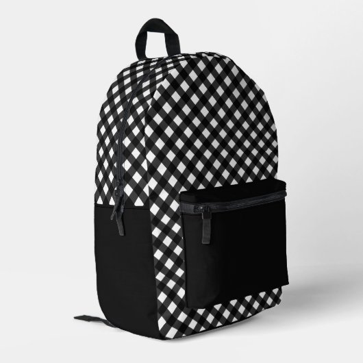 Minimalistisch zwart geruite patroon bedrukte rugzak (Achterkant Hoek Links)