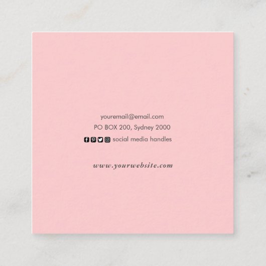 Minimalistisch zwart geschilderd vierkant visiteka vierkante visitekaartje (Achterkant)