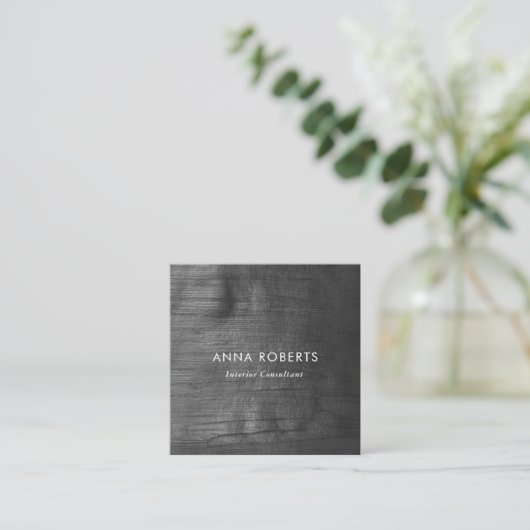 Minimalistisch zwart geschilderd vierkant visiteka vierkante visitekaartje (Staand voorkant)