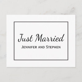 Minimalistisch zwart gewoon gehuwd huwelijk aankon aankondigingskaart