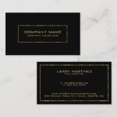 Minimalistisch zwart & glanzend gouden rand Lijst Visitekaartje (Voorkant / Achterkant)