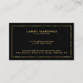 Minimalistisch zwart & glanzend gouden rand Lijst Visitekaartje (Achterkant)