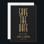 Minimalistisch zwart goud Art Deco bruiloft Save The Date<br><div class="desc">Minimalistisch Zwart Goud Art Deco Bruiloft Bewaar de Datum Uitnodiging</div>