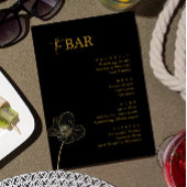 Minimalistisch Zwart & Goud Bruiloft Drinken Bar M Menu