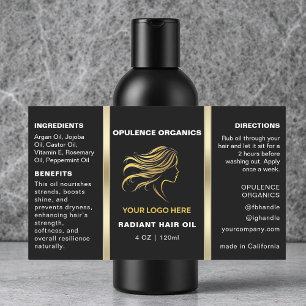 Minimalistisch Zwart & Goud Cosmetisch Flesetiket Rechthoekige Sticker