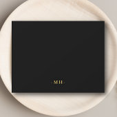 Minimalistisch Zwart Goud Eenvoudig Elegant Monogr Notitiekaartje