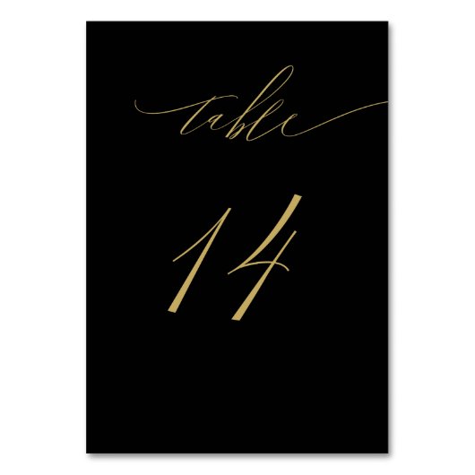 Minimalistisch zwart goud Elegant Script 14 bruilo Kaart (Achterkant)