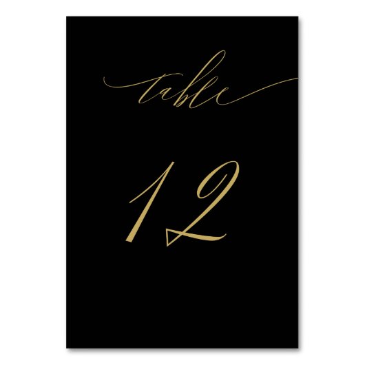 Minimalistisch Zwart Goud Elegant Script No 12 Bru Kaart (Achterkant)