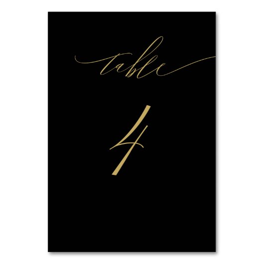 Minimalistisch Zwart Goud Elegant Script No 4 Brui Kaart (Achterkant)