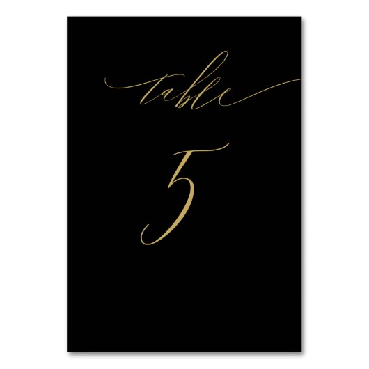 Minimalistisch Zwart Goud Elegant Script No 5 Brui Kaart (Achterkant)