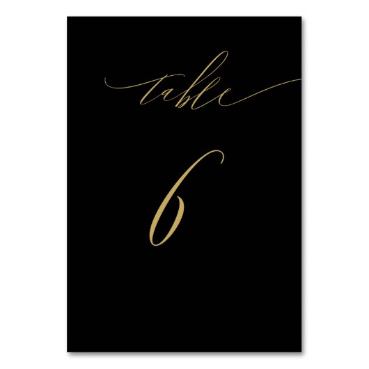 Minimalistisch Zwart Goud Elegant Script No 6 Brui Kaart (Voorkant)