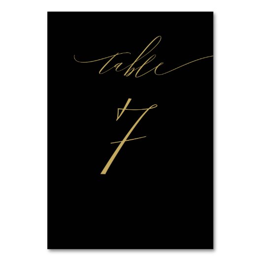 Minimalistisch Zwart Goud Elegant Script No 7 Brui Kaart (Achterkant)