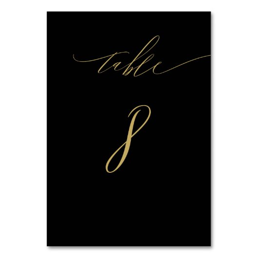 Minimalistisch Zwart Goud Elegant Script No 8 Brui Kaart (Achterkant)