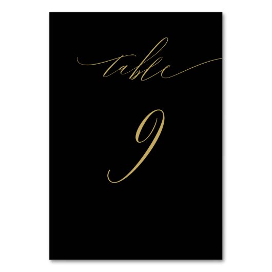 Minimalistisch Zwart Goud Elegant Script No 9 Brui Kaart (Achterkant)