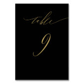 Minimalistisch Zwart Goud Elegant Script No 9 Brui Kaart (Voorkant)
