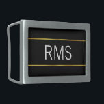 Minimalistisch zwart goud en wit monogram gesp<br><div class="desc">Drie grote,  witte brieven vormen de vertoningstekst die u met het aangewezen monogram kunt vervangen. De initialen bevinden zich op een zwarte achtergrond. De faux gouden strepen zijn een artistieke weergave.</div>