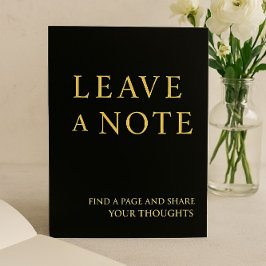 Minimalistisch Zwart & Goud Gastboek Trouwbord Folie Feestdagenkaart