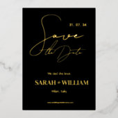 Minimalistisch zwart goud kalligrafie bruiloft folie uitnodiging (Voorkant)