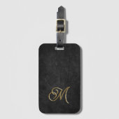 Minimalistisch Zwart & Goud  Luxe Monogram Bagagelabel (Voorkant (verticaal))