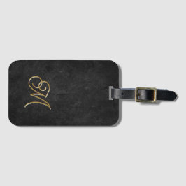 Minimalistisch Zwart & Goud  Luxe Monogram Bagagelabel