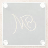 Minimalistisch Zwart & Goud  Luxe Monogram Glazen Onderzetter (Achterkant)