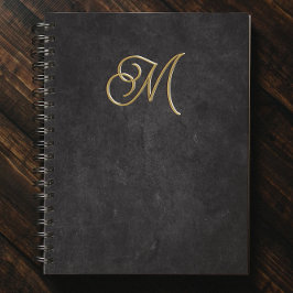 Minimalistisch Zwart & Goud  Luxe Monogram Notitieboek