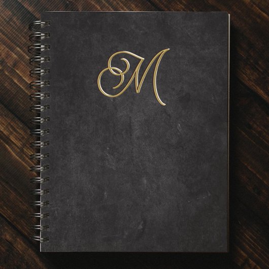 Minimalistisch Zwart & Goud Luxe Monogram Notitieboek