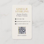 Minimalistisch zwart goud monogram QR-code Visitekaartje (Achterkant)