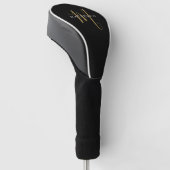 Minimalistisch zwart-goud-script monogram golfheadcover (Schuin)