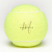 Minimalistisch zwart-goud-script monogram tennisballen (Voorkant)