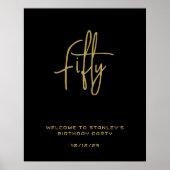Minimalistisch Zwart Goud Vijftig Verjaardag Welko Poster (Voorkant)